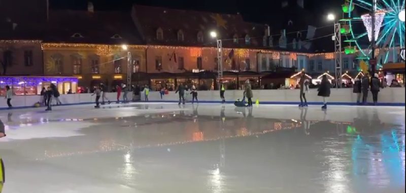 VIDEO| „Atac” la patinoarul din Piața Mare